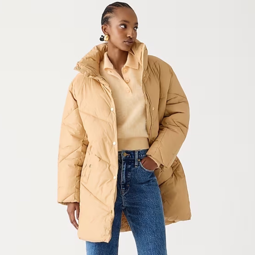 NWOT j crew Villa puffer coat with PrimaLoft® sand castle